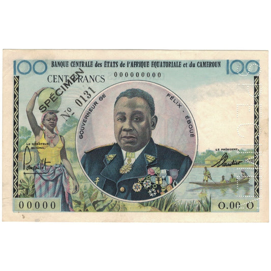 Billete de 100 francos de los Estados de África Central