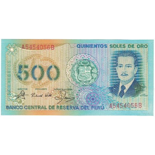 billete de banco, 
  
  Perú, 
  
  500 Soles De Oro