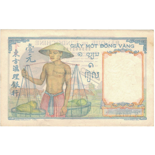 billete de banco, 
  
  INDOCHINA FRANCESA, 
  
  1 piastra