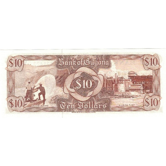 Billete de 10 dólares de Guyana