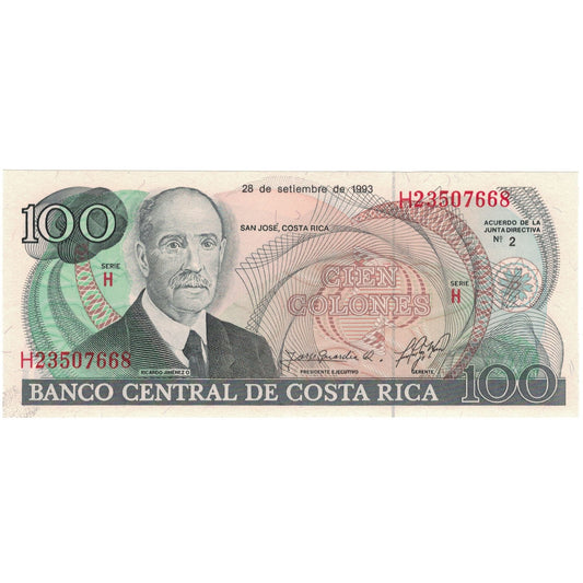 billete de banco, 
  
  Costa Rica, 
  
  100 colones