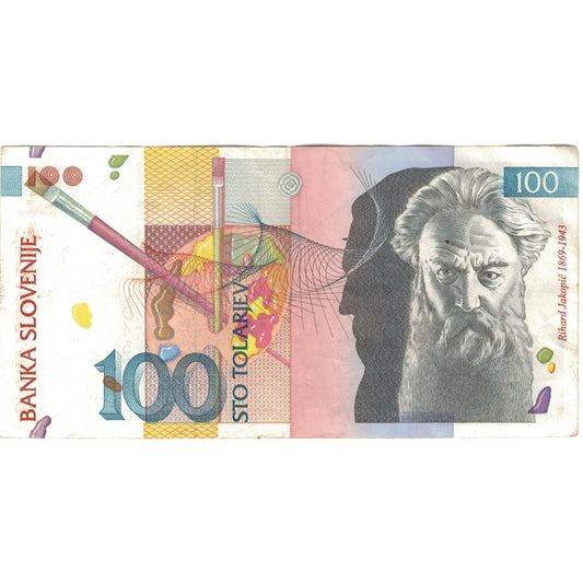 billete de banco, 
  
  Eslovenia, 
  
  100 Tolarjev