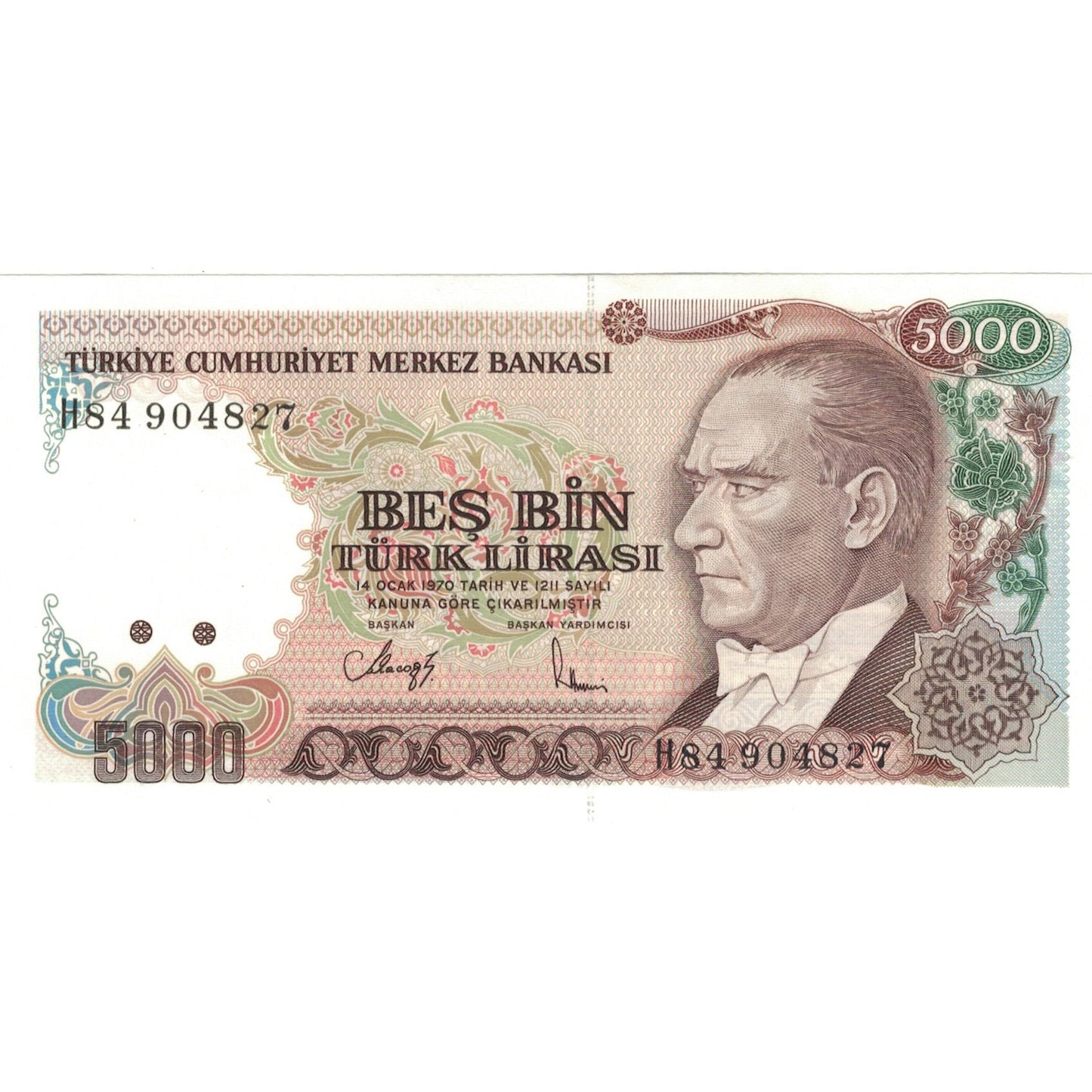 Billete de 5000 liras turcas