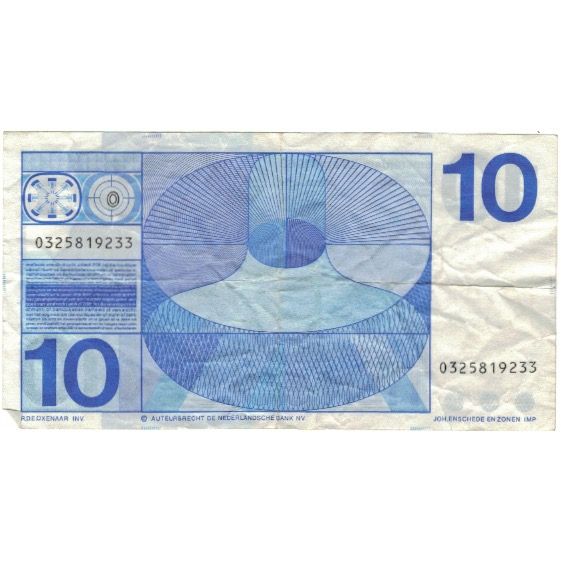 billete de banco, 
  
  Países Bajos, 
  
  10 florines