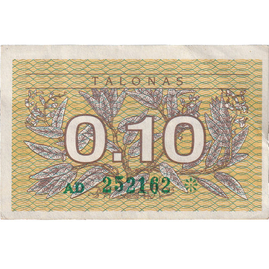 Lituania, 
  
  0,10 garras, 
  
  1991