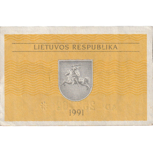 Lituania, 
  
  0,10 garras, 
  
  1991