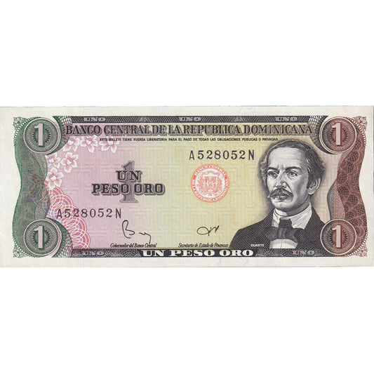 billete de banco, 
  
  República Dominicana, 
  
  1 peso oro