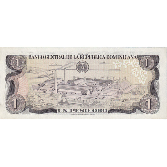 billete de banco, 
  
  República Dominicana, 
  
  1 peso oro