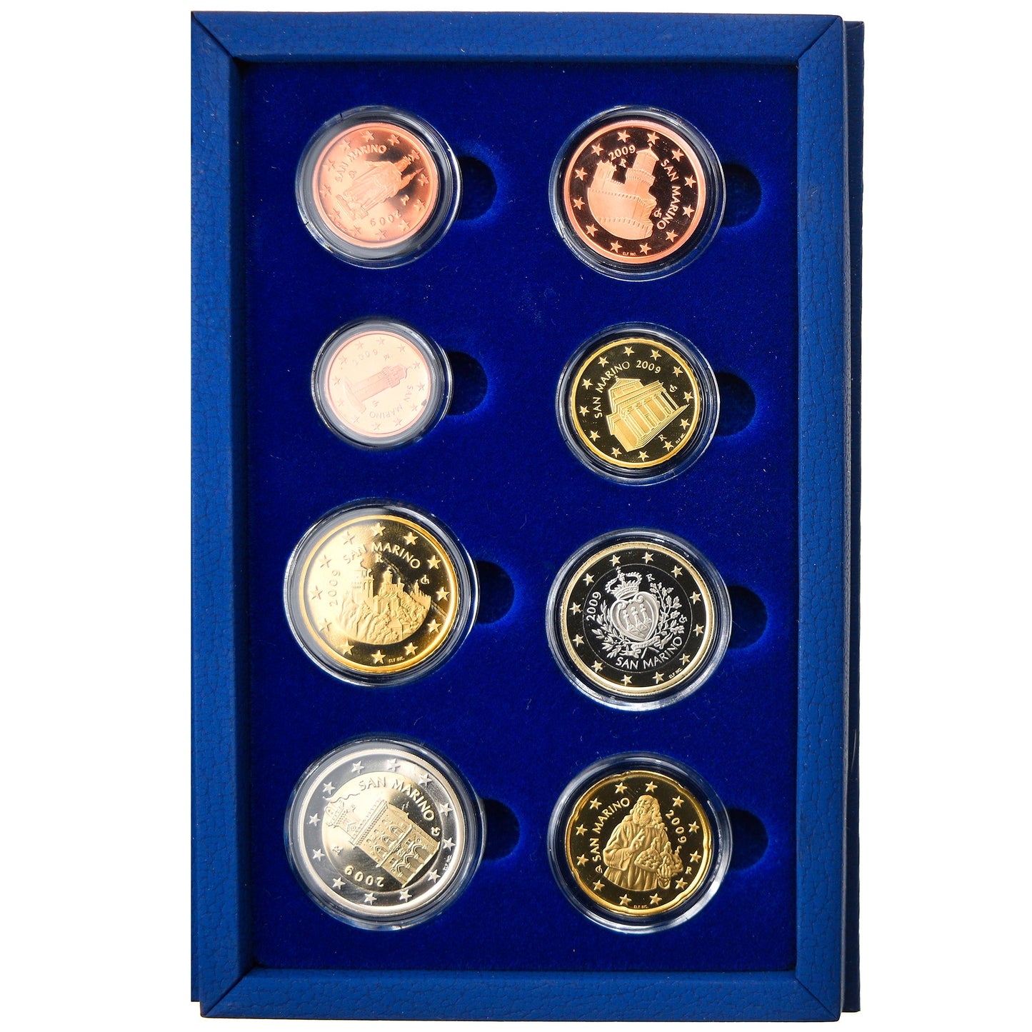 San Marino,

1 céntimo a 2 euros,

2009