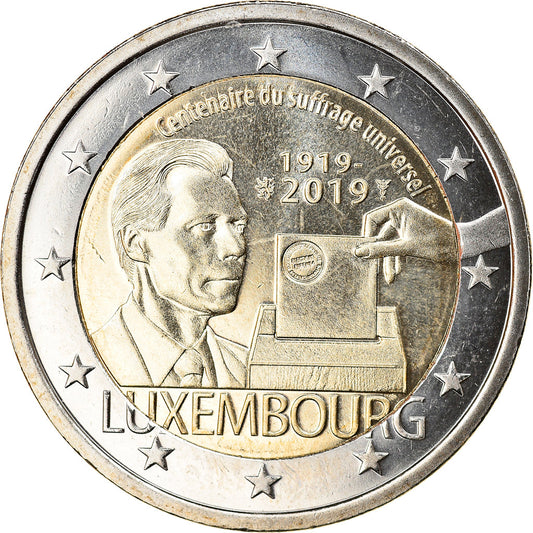 Luxemburgo, 
  
  2 euros, 
  
  100 años del sufragio universal