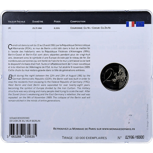 Francia, 

2 euros, 

Caída del Muro de Berlín