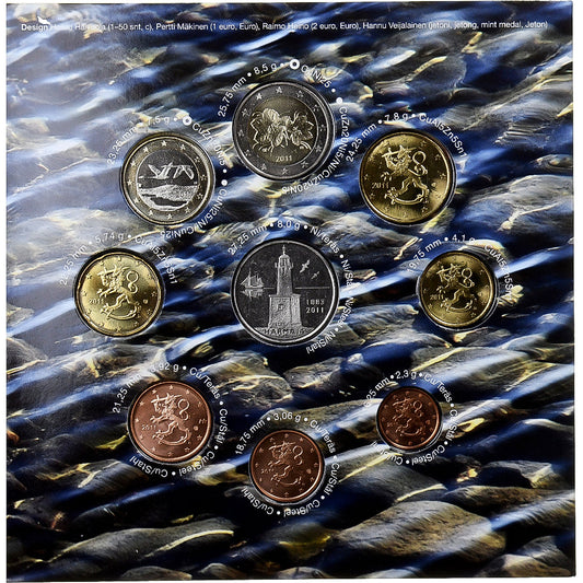 Finlandia, 
  
  Conjunto 1 ct. - 2 euros + ficha, 
  
  2011