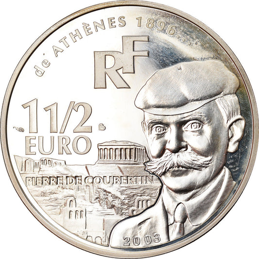 Francia, 
  
  1-1/2 euros, 
  
  Pedro de Coubertin