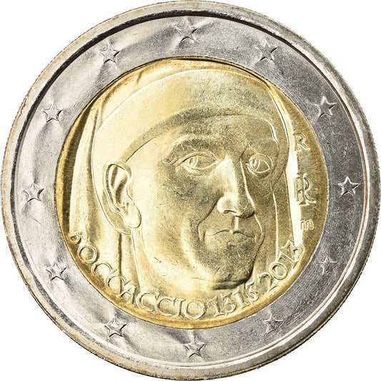 Italia, 
  
  2 euros, 
  
  700 aniversario del nacimiento de Giovanni Boccaccio