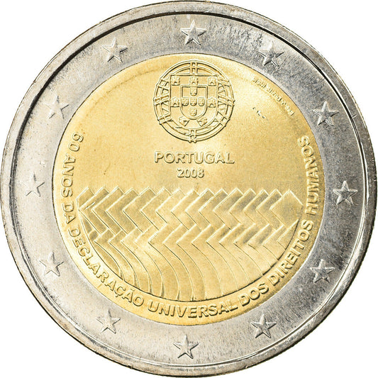 Portugal, 
  
  2 euros, 
  
  Los derechos de l'homme