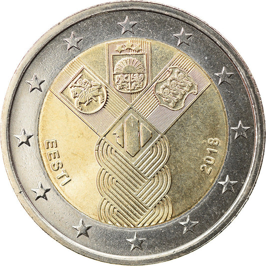 Estonia, 
  
  2 euros, 
  
  Centenario de la fundación de estados baldíos independientes