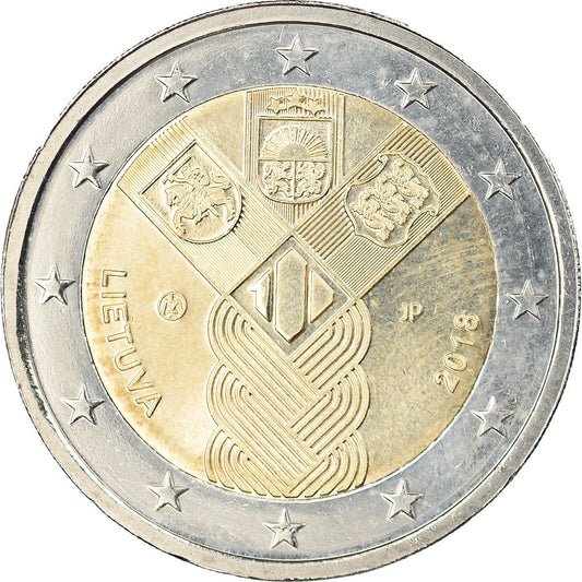 Lituania, 
  
  2 euros, 
  
  Centenario de la fundación de estados baldíos independientes