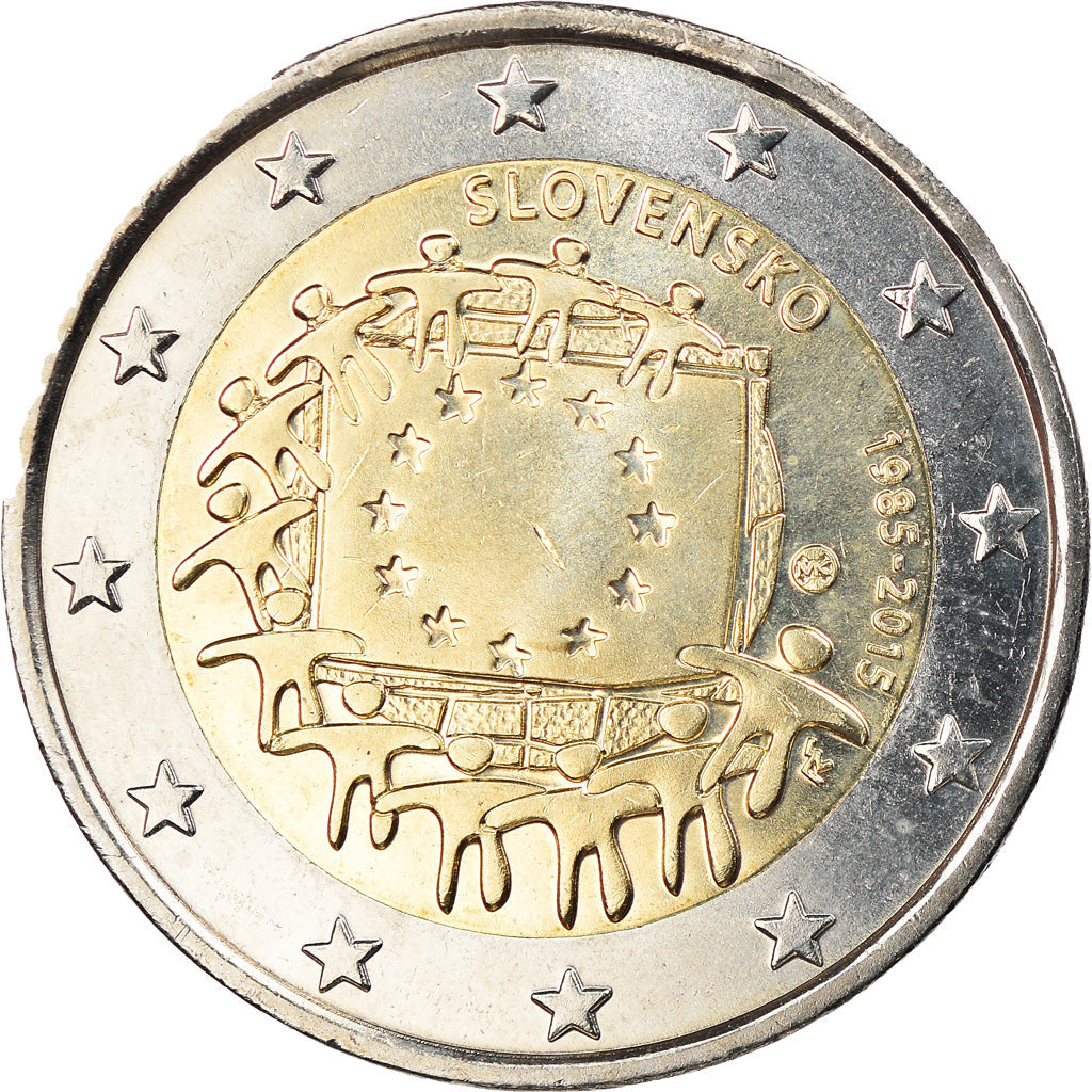 Eslovaquia, 
  
  2 euros, 
  
  Drapeau europeo