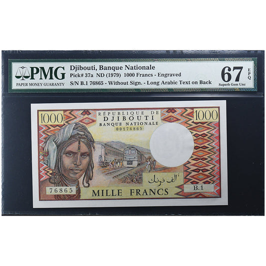 Yibuti, 
  
  1000 francos, 
  
  UNC 67 EPQ